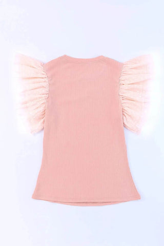 Ruffled Round Neck Cap Sleeve Blouse - Just Believe Boutique