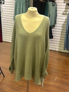 SAGE KNIT V-NECK PULLOVER SWEATER