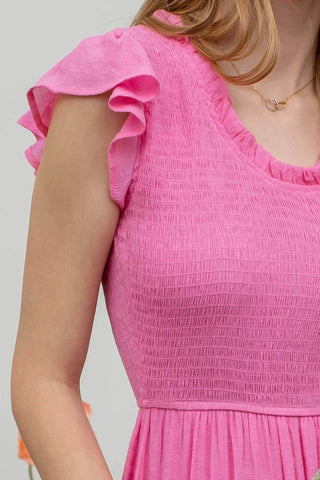 SCOOP RUFFLE MAXI DRESS: PINK - Just Believe Boutique
