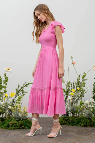 SCOOP RUFFLE MAXI DRESS: PINK - Just Believe Boutique