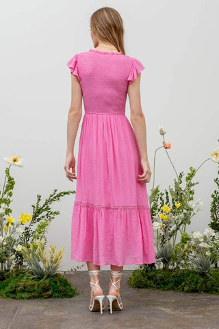 SCOOP RUFFLE MAXI DRESS: PINK - Just Believe Boutique