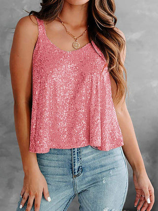 Sequin Scoop Neck Tank - Just Believe Boutique