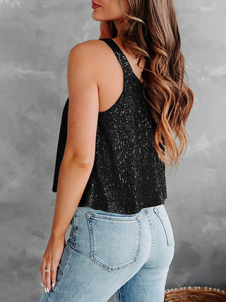Sequin Scoop Neck Tank - Just Believe Boutique
