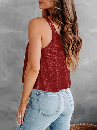 Sequin Scoop Neck Tank - Just Believe Boutique