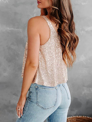 Sequin Scoop Neck Tank - Just Believe Boutique