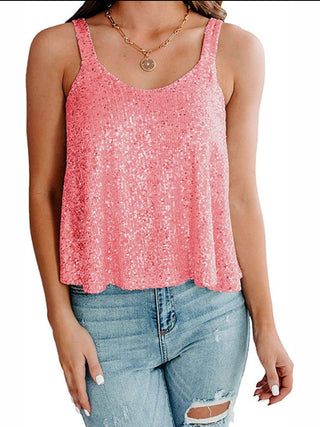 Sequin Scoop Neck Tank - Just Believe Boutique