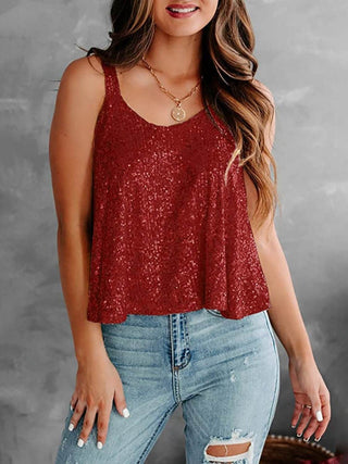 Sequin Scoop Neck Tank - Just Believe Boutique