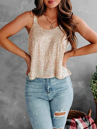 Sequin Scoop Neck Tank - Just Believe Boutique