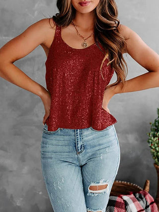 Sequin Scoop Neck Tank - Just Believe Boutique