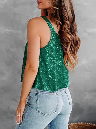 Sequin Scoop Neck Tank - Just Believe Boutique