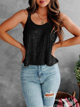 Sequin Scoop Neck Tank - Just Believe Boutique
