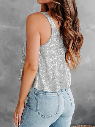 Sequin Scoop Neck Tank - Just Believe Boutique
