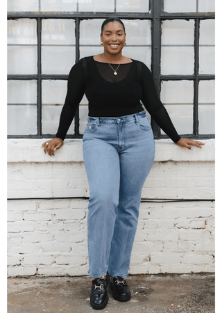 Sheer Long Sleeve Top: Curvy - Just Believe Boutique