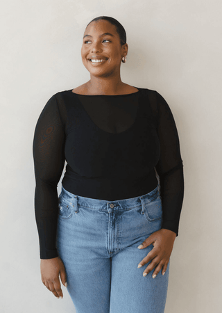 Sheer Long Sleeve Top: Curvy - Just Believe Boutique