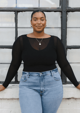 Sheer Long Sleeve Top: Curvy - Just Believe Boutique