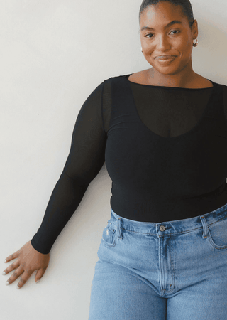 Sheer Long Sleeve Top: Curvy - Just Believe Boutique