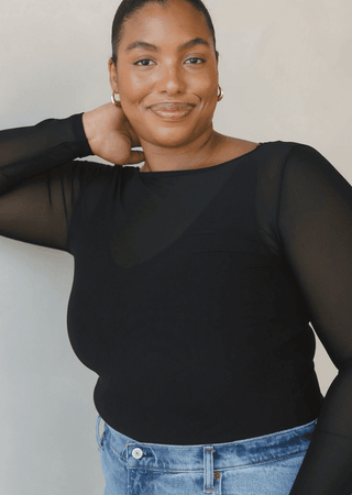 Sheer Long Sleeve Top: Curvy - Just Believe Boutique