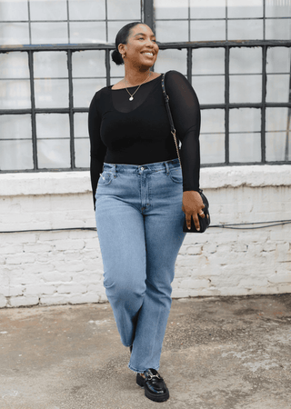 Sheer Long Sleeve Top: Curvy - Just Believe Boutique