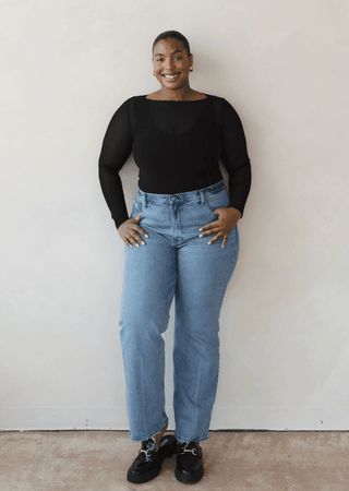 Sheer Long Sleeve Top: Curvy - Just Believe Boutique