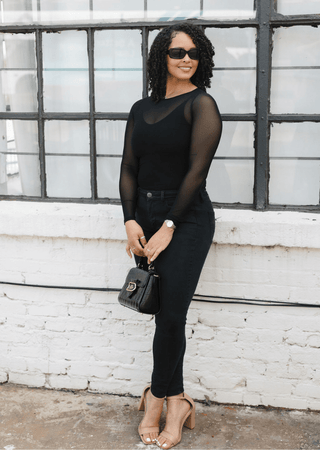 Sheer Long Sleeve Top: Regular - Just Believe Boutique
