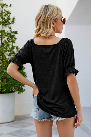 Short Flounce Sleeve Top - Just Believe Boutique