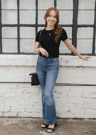 Short Sleeve Waist Length Top: White / Regular - Just Believe Boutique