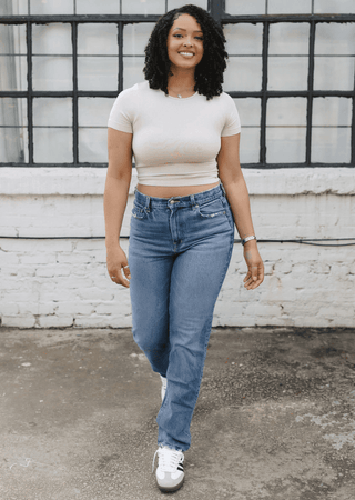 Short Sleeve Waist Length Top: White / Regular - Just Believe Boutique