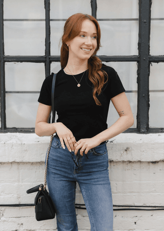 Short Sleeve Waist Length Top: White / Regular - Just Believe Boutique