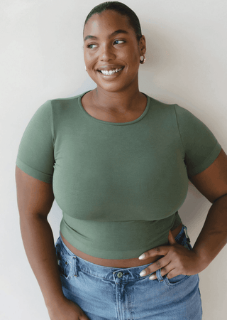 Short Sleeve Waist Length Top: White / Regular - Just Believe Boutique