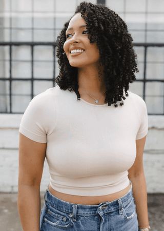 Short Sleeve Waist Length Top: White / Regular - Just Believe Boutique