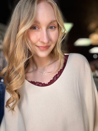 Signature Dolman Sleeve Sweater – Cream – model photo