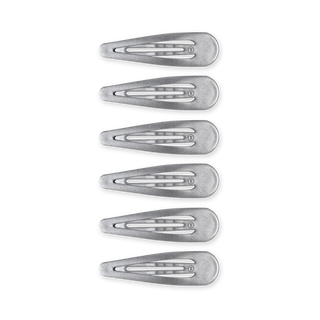 TELETIES Silver snap clips, 6 count, arranged in a row