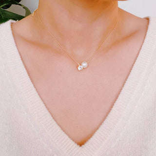 Single Pearl And Diamond Necklace - Just Believe Boutique