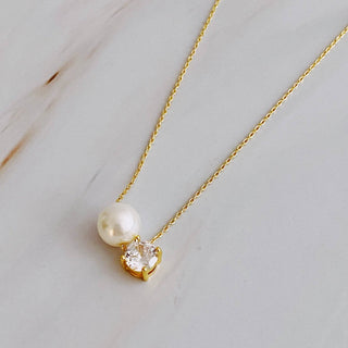 Single Pearl And Diamond Necklace - Just Believe Boutique