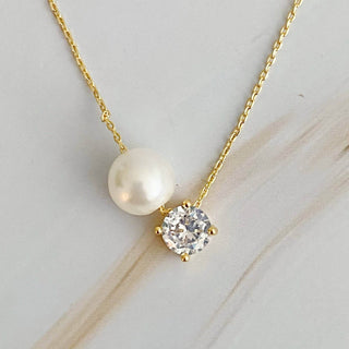 Single Pearl And Diamond Necklace - Just Believe Boutique