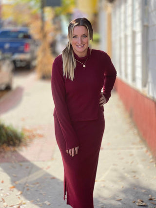 Skirt Set - Wine - Just Believe Boutique