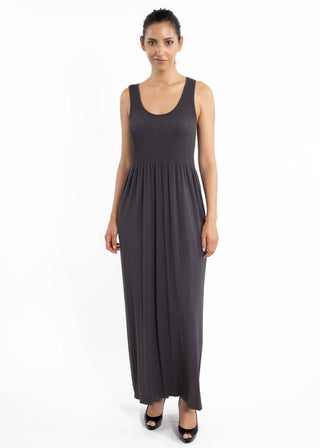 Sleeveless Maxi Dress: Charcoal - Just Believe Boutique