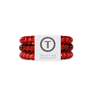 Teleties spiral hair coil hair ties in glossy red with brand card