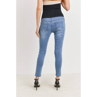 Stretch Maternity Skinny Jeans With Elastic Belly Band - Just Believe Boutique