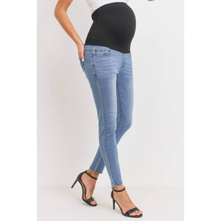 Stretch Maternity Skinny Jeans With Elastic Belly Band - Just Believe Boutique