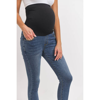Stretch Maternity Skinny Jeans With Elastic Belly Band - Just Believe Boutique