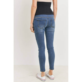 Stretch Maternity Skinny Jeans With Elastic Belly Band - Just Believe Boutique