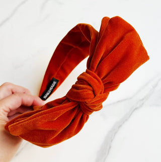 Structured Velvet Bow Headband: Black - Just Believe Boutique