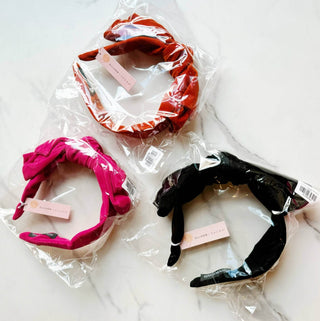 Structured Velvet Bow Headband: Black - Just Believe Boutique