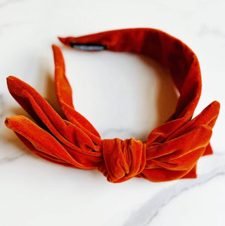 Structured Velvet Bow Headband: Black - Just Believe Boutique