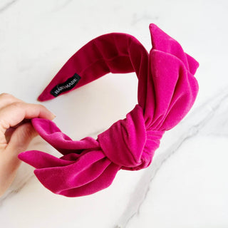 Structured Velvet Bow Headband: Black - Just Believe Boutique