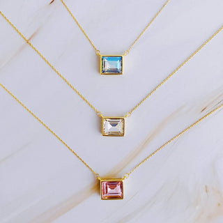 Sweet Square Pendant Necklace: Water Blue - Just Believe Boutique