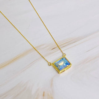 Sweet Square Pendant Necklace: Water Blue - Just Believe Boutique