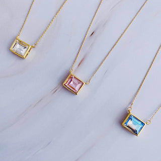 Sweet Square Pendant Necklace: Water Blue - Just Believe Boutique