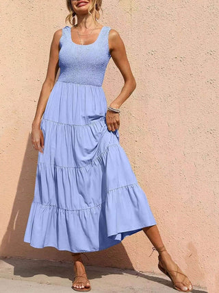 Tiered Smocked Wide Strap Dress - Just Believe Boutique
